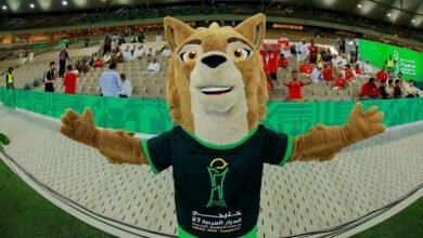 تميمة كأس الخليج ذيبان في ملعب الأمير عبدالله الفيصل في جدة في السعودية