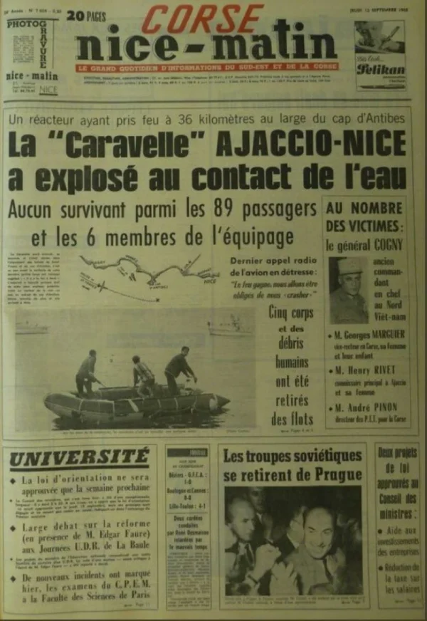 Crash de la Caravelle Ajaccio-Nice : le procureur de Nice annonce que les réacteurs vont être 1 Crash de la Caravelle Ajaccio-Nice : le procureur de Nice annonce que les réacteurs vont être
