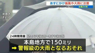 【台風情報】台風24号が沖縄本島に再び接近 6日夕方にかけ「24時間雨量150ミリ」の大雨に注意