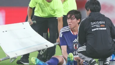 負傷した熊坂 サッカー日本代表