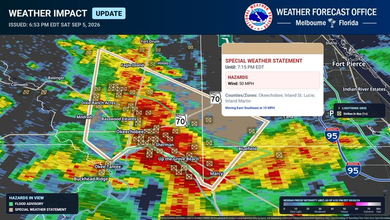 Strong Thunderstorm Near: Strong Thunderstorm Near Okeechobee Brings 50 MPH Winds and Flooding Risk