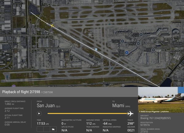 Breaking Update: Flightradar24 Data Shows Prime Air 767 Left Miami Runway at 112 Knots