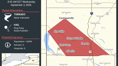 Tornado Warning: Tornado Warning Issued for Linesville, Conneautville and Conneaut Lake, Pennsylvania