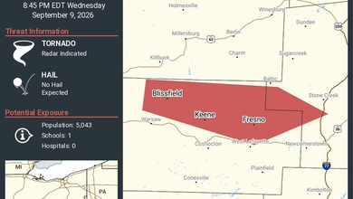 Tornado Warning: Tornado Warning for Fresno, Blissfield and Keene Until 8:45 PM EDT