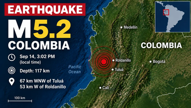 Earthquake: M5.2 Earthquake Strikes Colombia at 117 km Depth