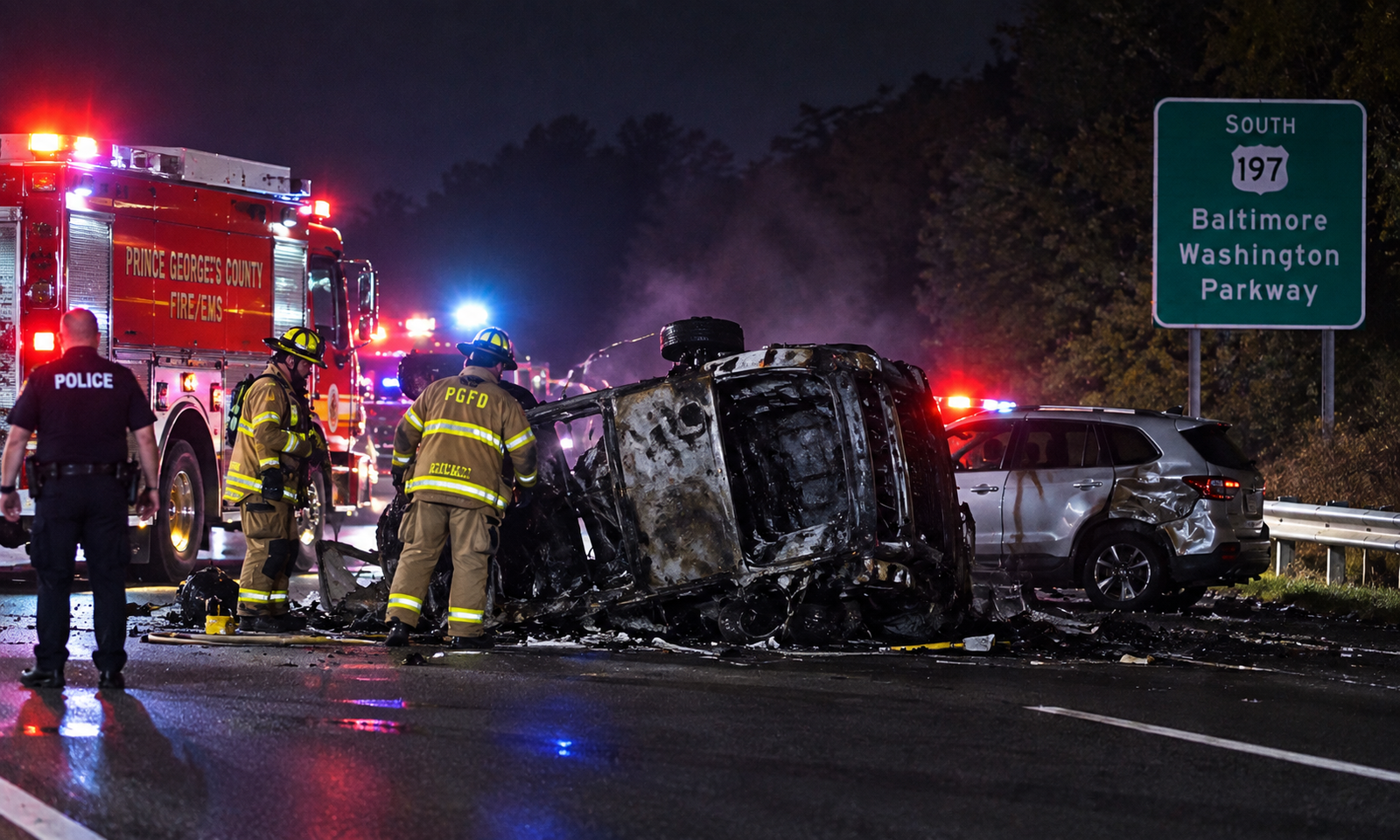 2 Killed, 4 Hospitalized After Fiery Baltimore-Washington Parkway Crash 1 2 Killed, 4 Hospitalized After Fiery Baltimore-Washington Parkway Crash