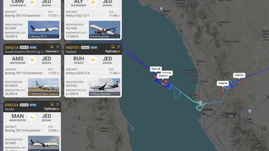 Multiple flights enter: Multiple flights enter holding patterns near Jeddah airport, reason unclear