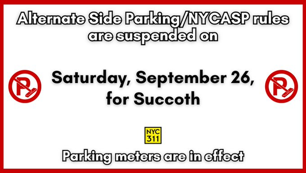 NYC Alternate Side Parking Suspended Saturday for Succoth