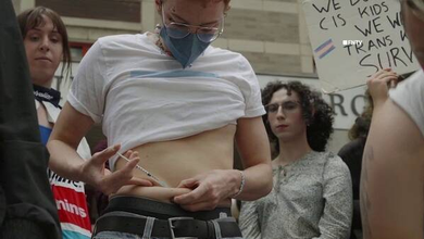 Trans Activists Stage Mass Hormone Injection Outside NYU Langone 2 Trans Activists Stage: Trans Activists Stage Mass Hormone Injection Outside NYU Langone