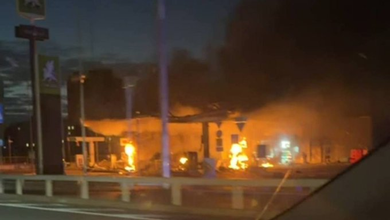 Russian Drones Strike Kyiv Gas Station and Café in Two Districts
