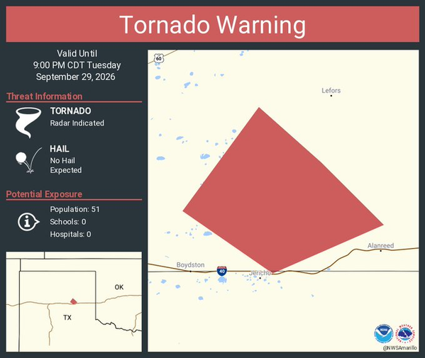 Tornado Warning continues for Donley and Gray counties in Texas until 9:00 p.m.