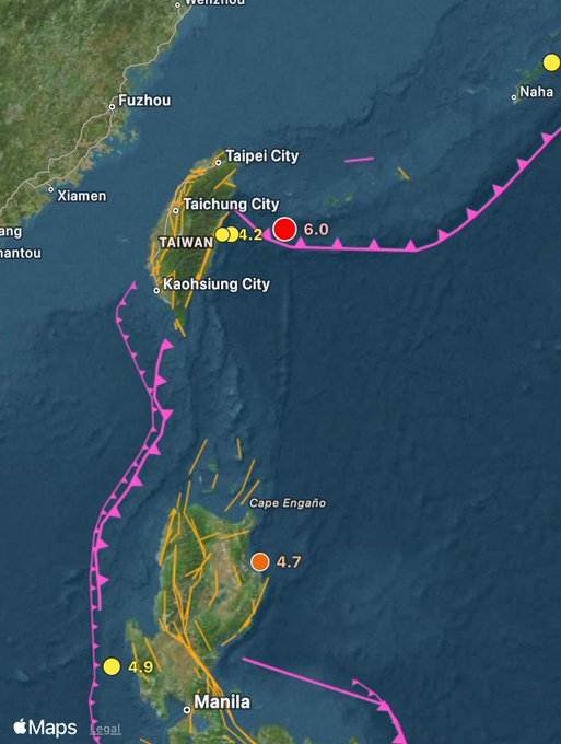 Magnitude 6.0 earthquake strikes near Yonaguni, felt across Taiwan as officials warn of possible aftershocks