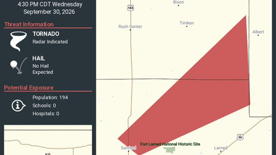 Tornado Warning issued for Pawnee and Rush counties, Kansas until 4:30 PM CDT