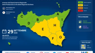 meteo Sicilia 29 settembre 2026: allerta gialla