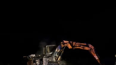 Nocny pożar w okolicach Koziejówki. Spłonęła koparka [ZDJĘCIA]