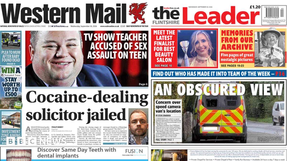 TV show teacher accused of sex assault and cocaine-dealing solicitor jailed — Wales' papers 1 TV show teacher