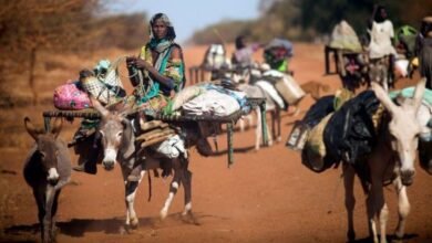 رعاة من جنوب السودان أثناء هجرتهم في أبيي، مع حلول موسم الجفاف، في 18 ديسمبر 2016 (صورة من الأرشيف).