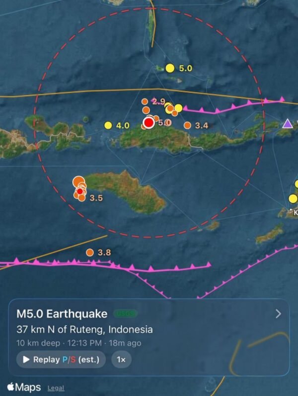 Gempa M5,0 mengguncang wilayah utara Ruteng, Indonesia