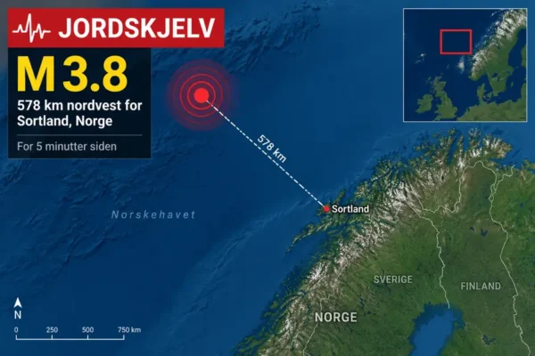 M3.8 earthquake strikes northwest of Sortland, Norway