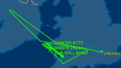 BA295 tourne pendant des heures à 9 000 pieds, probablement pour brûler du carburant avant son retour d’urgence à Heathrow