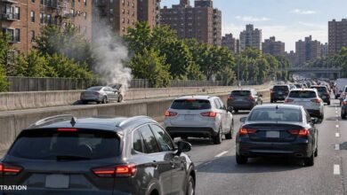 Vehicle Fire Causes Northbound Delays on Bruckner Expressway in the Bronx, New York