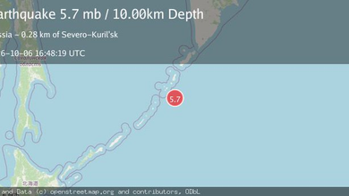 M5.7 Earthquake Strikes Kuril Islands, EMSC Reports 2 M5.7 Earthquake Strikes Kuril Islands, EMSC Reports