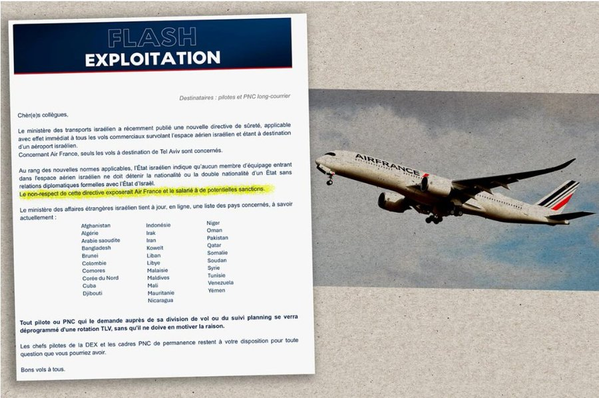 Air France Israel flights: crews from 31 nationalities reportedly barred