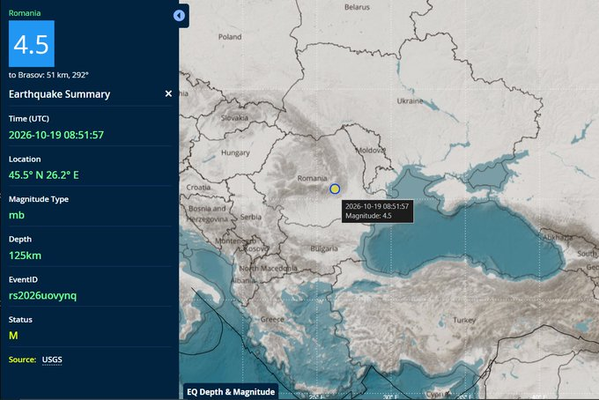Magnitude 4.8 Earthquake Reported in Romania