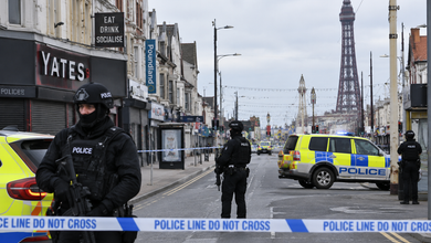 Manhunt underway after woman assaulted as armed police find dead dog in Blackpool home