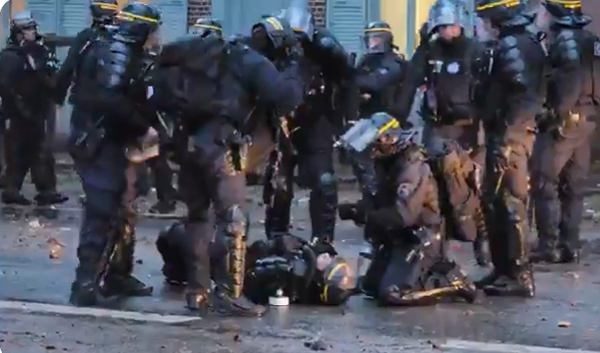 Riot Police Officer Reportedly Seriously Injured by Thrown Brick in Lille, France — Video