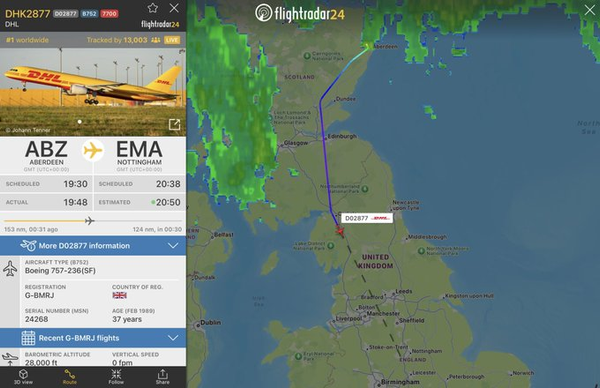 DHL Flight D02877 Transmits Emergency Code Near Carlisle, UK