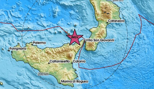 Terremoto di magnitudo 2,5 a nord-ovest di Barcellona Pozzo di Gotto
