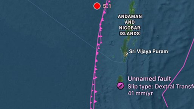 地震、インドのアンダマン諸島付近でM5.1　震源の深さ約35.0キロ