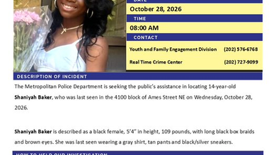 Shaniyah Baker, 14, Reported Critically Missing in Washington, D.C.
